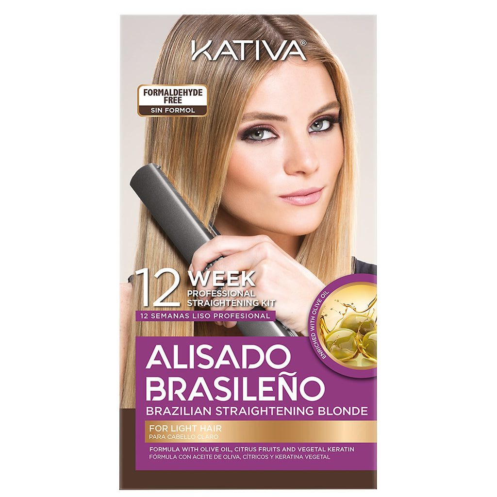 KATIVA Blonde Brazilian Straightening Kit — 12 Weeks of At-Home Keratin Treatment for Light Hair