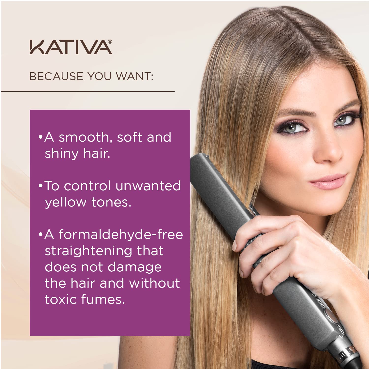 KATIVA Blonde Brazilian Straightening Kit — 12 Weeks of At-Home Keratin Treatment for Light Hair