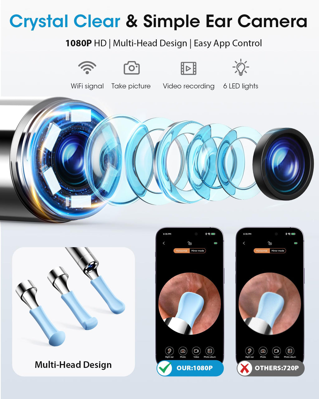 KAUGIC Ear Wax Removal Kit with Camera – Safe, Visual Ear Cleaning