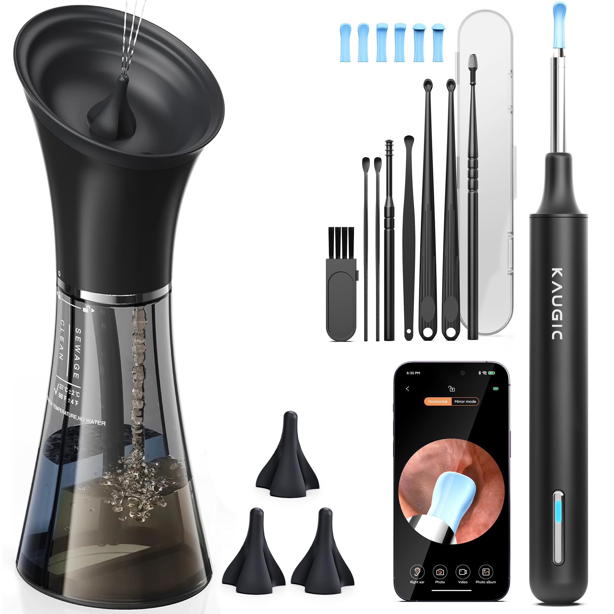 KAUGIC Ear Wax Removal Kit with Camera – Safe, Visual Ear Cleaning