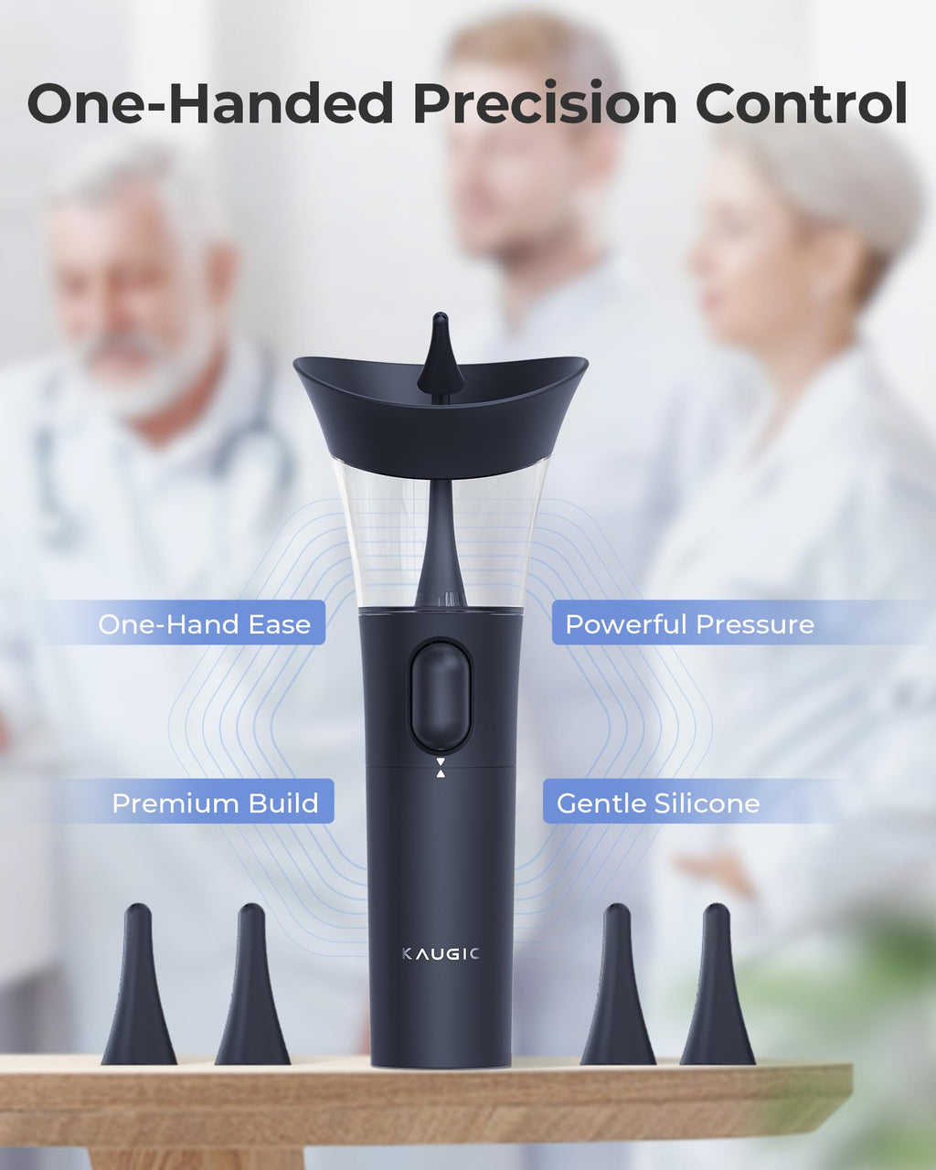 KAUGIC Manual Ear Wax Cleaner – Safe, Comfortable One-Hand Operation (Dark Blue)