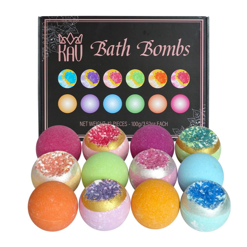 KAV Bath Bombs for Women — 12 Organic Geode Gift Set