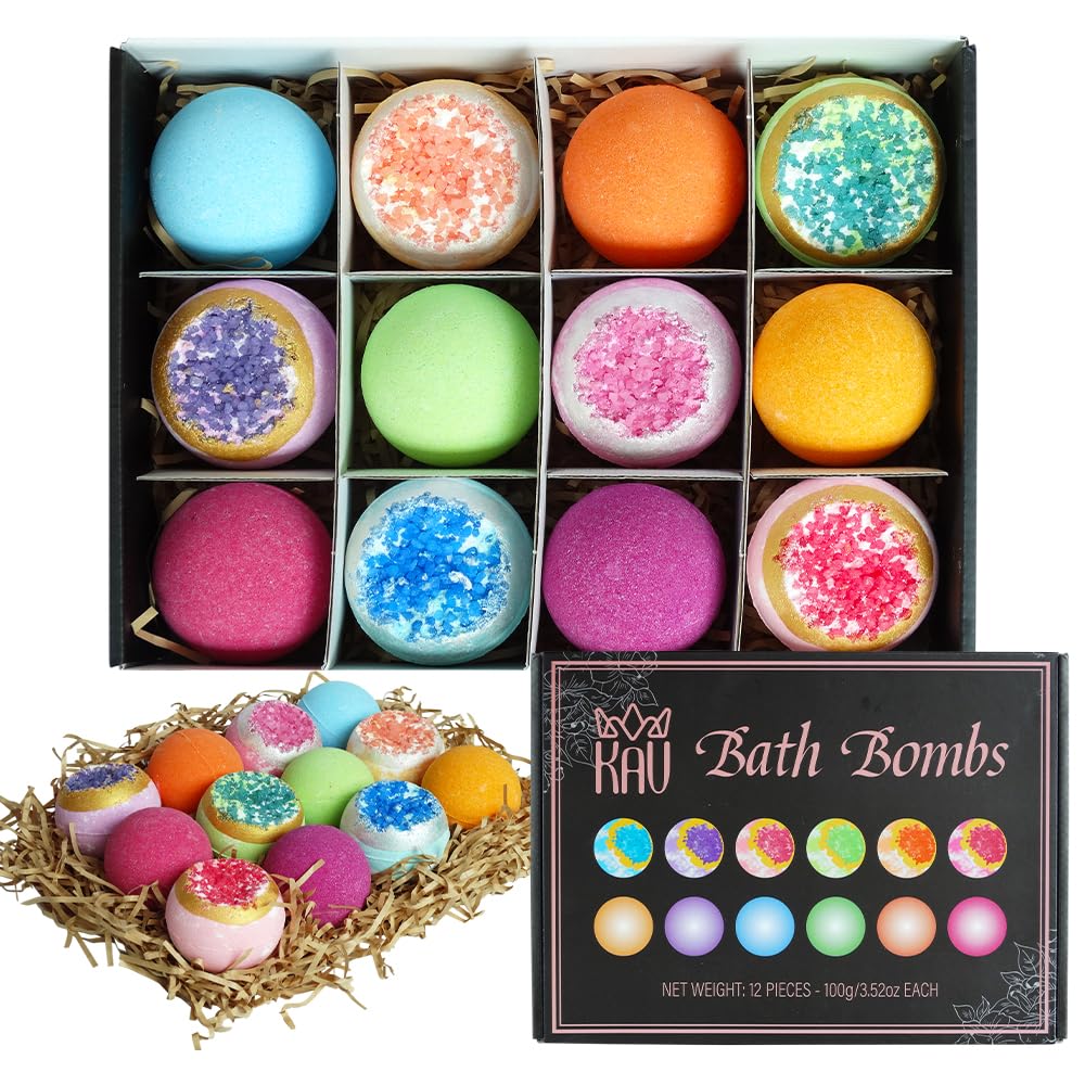 KAV Bath Bombs for Women — 12 Organic Geode Gift Set