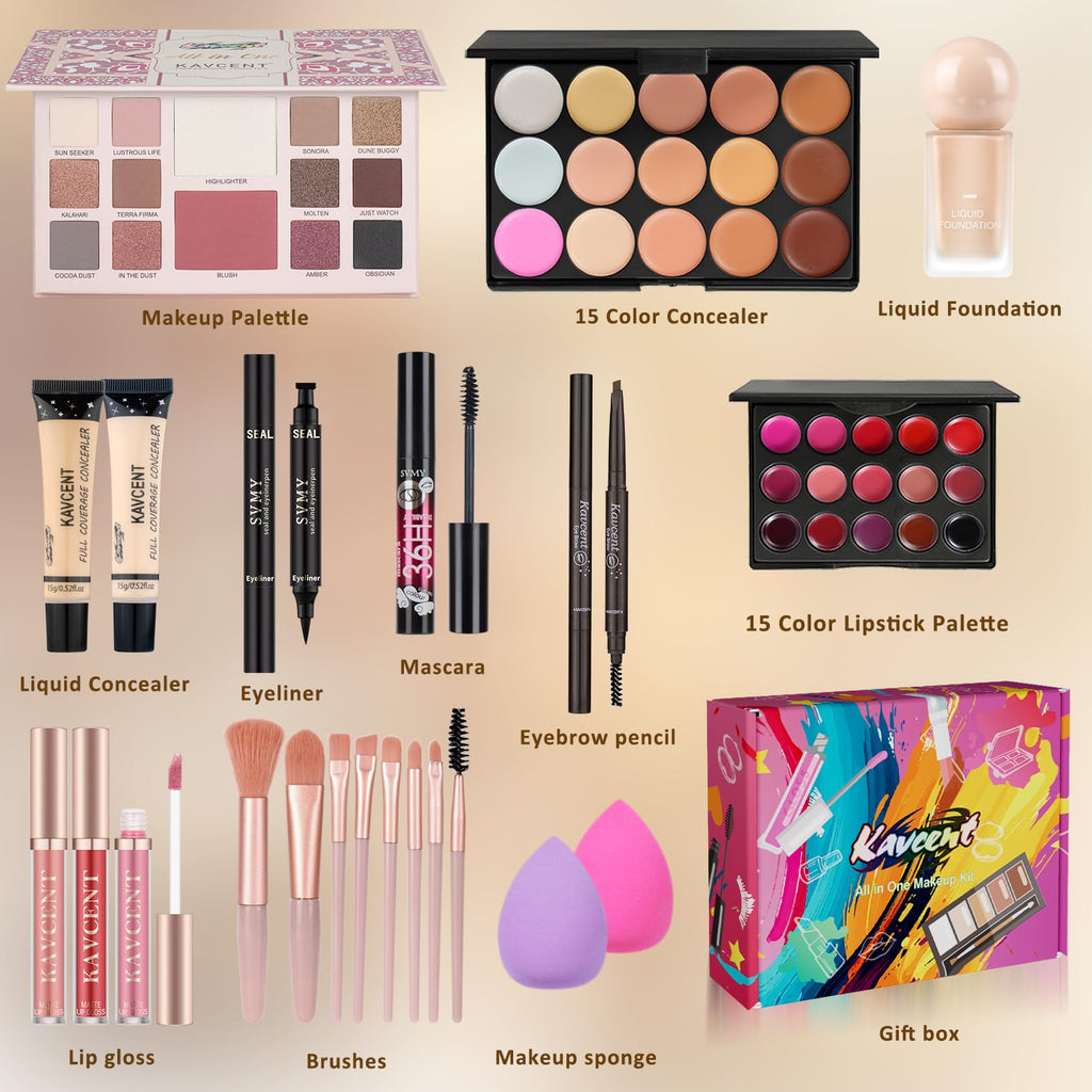 KAVCENT All-in-One Makeup Kit for Women – Complete Teen Gift Set