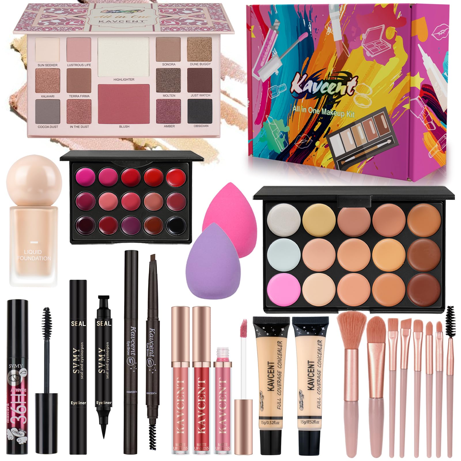KAVCENT All-in-One Makeup Kit for Women – Complete Teen Gift Set
