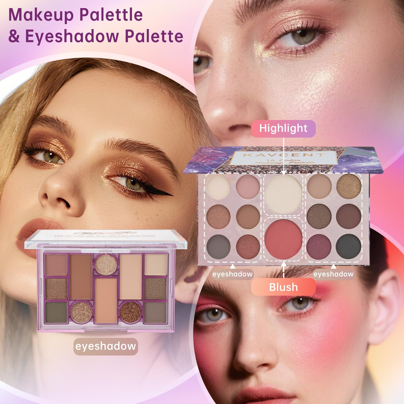 KAVCENT All-in-One Makeup Kit for Teens — Full Starter Set with Eyeshadow Palette, Foundation, Mascara