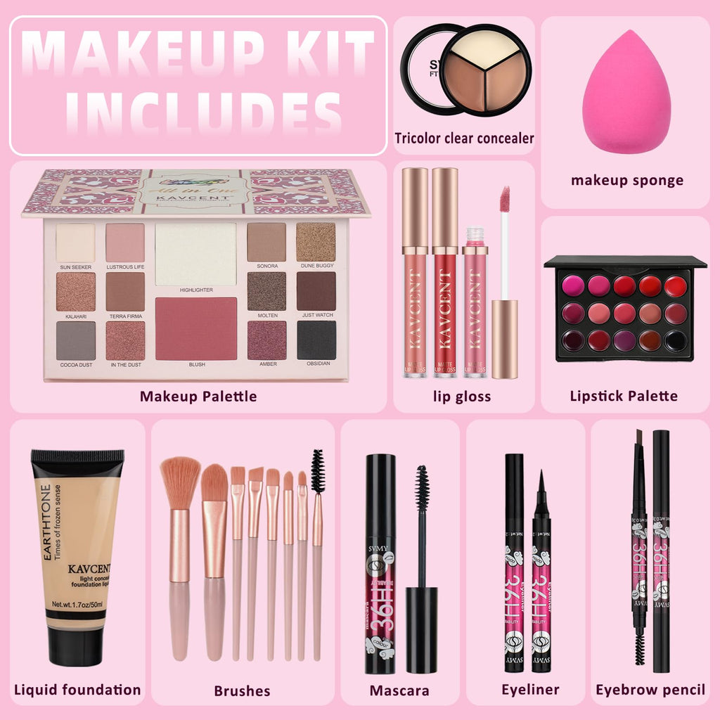 KAVCENT All-in-One Teens Makeup Set | Gift-Ready Kit for Women & Teens 13-15