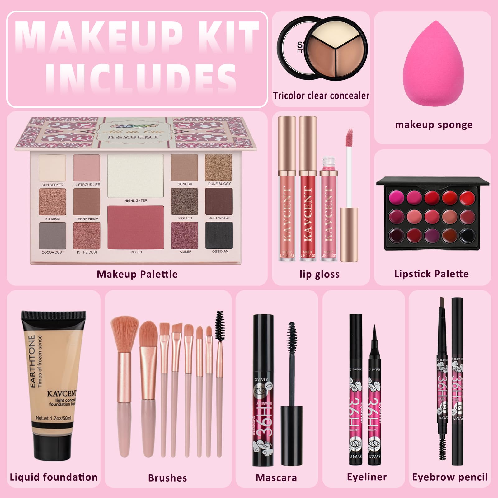 KAVCENT All-in-One Teens Makeup Set | Gift-Ready Kit for Women & Teens 13-15