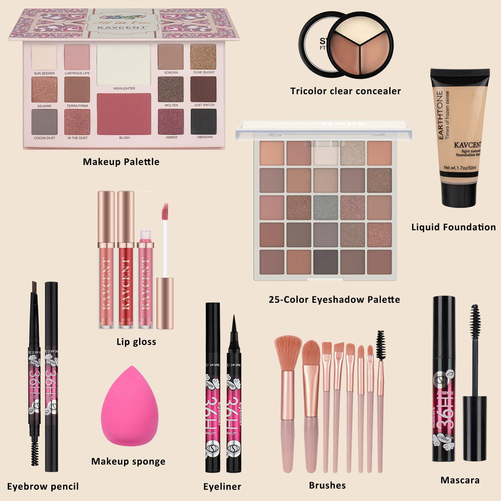 KAVCENT All-In-One Makeup Kit for Teens & Women | 10-Piece Gift Set