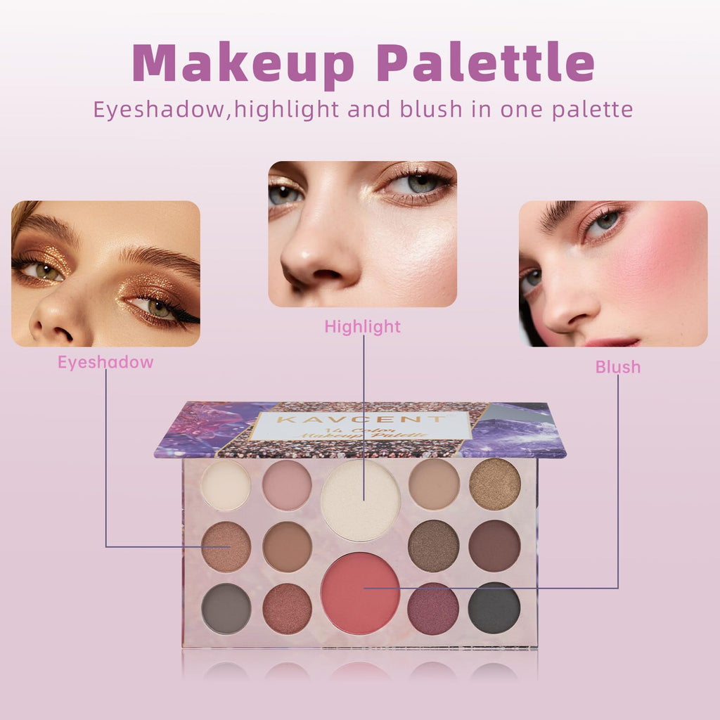 KAVCENT All-in-One Makeup Kit for Teens — 14-Color Palette & Full Set