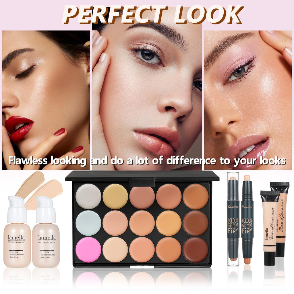 KAVCENT All-in-One Makeup Set for Women | Eyeshadow Palette, Foundation & Concealer Kit