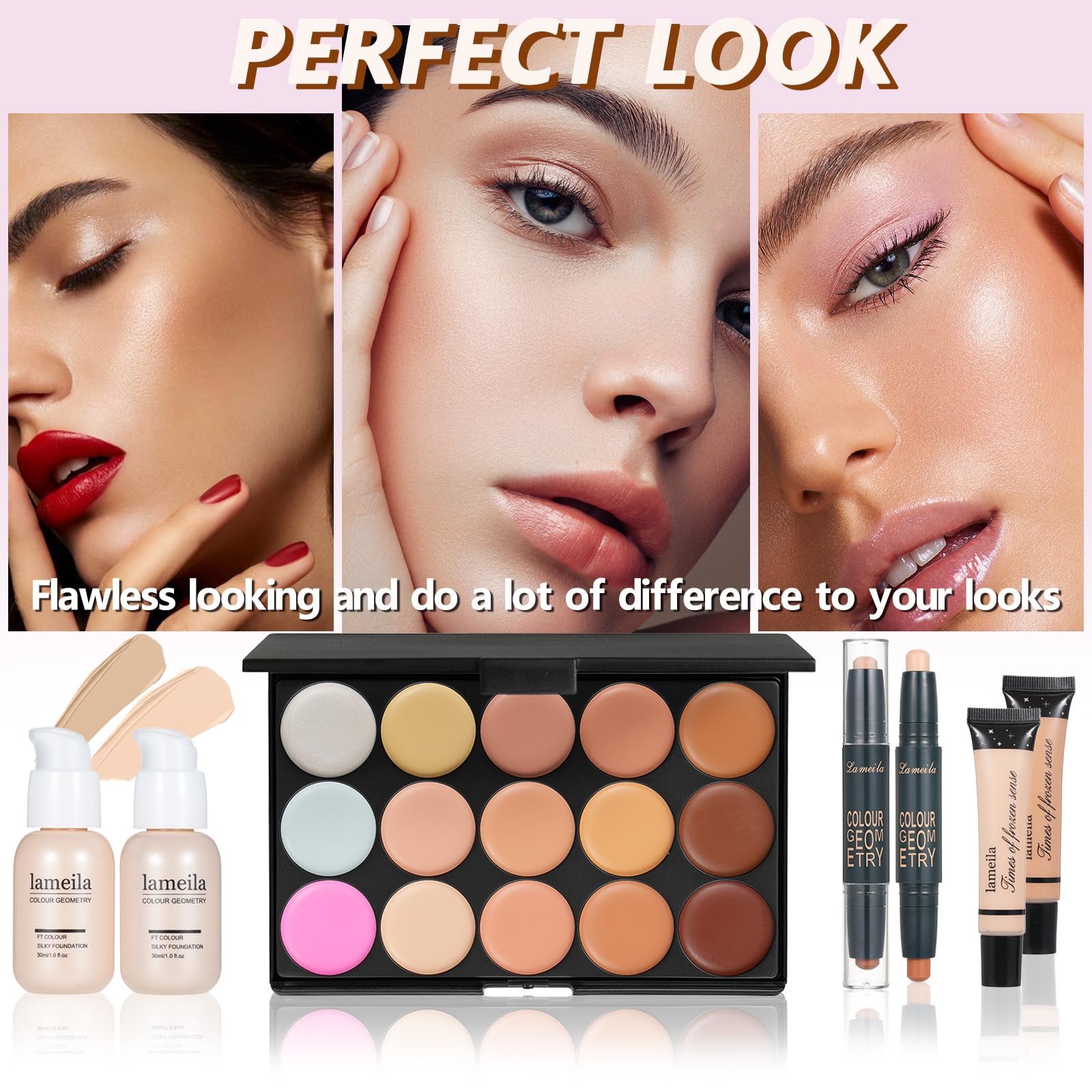 KAVCENT All-in-One Makeup Set for Women | Eyeshadow Palette, Foundation & Concealer Kit