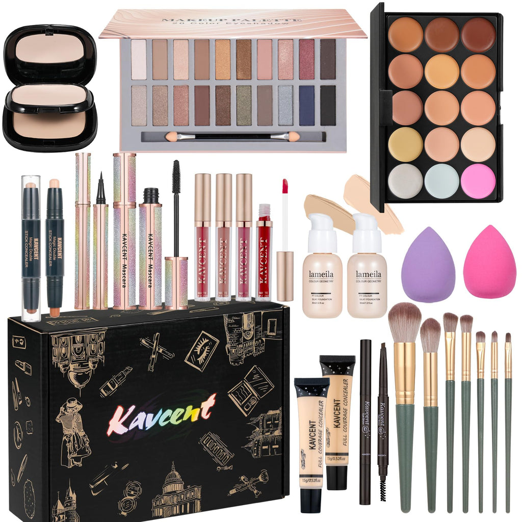 KAVCENT All-in-One Makeup Set for Women | Eyeshadow Palette, Foundation & Concealer Kit