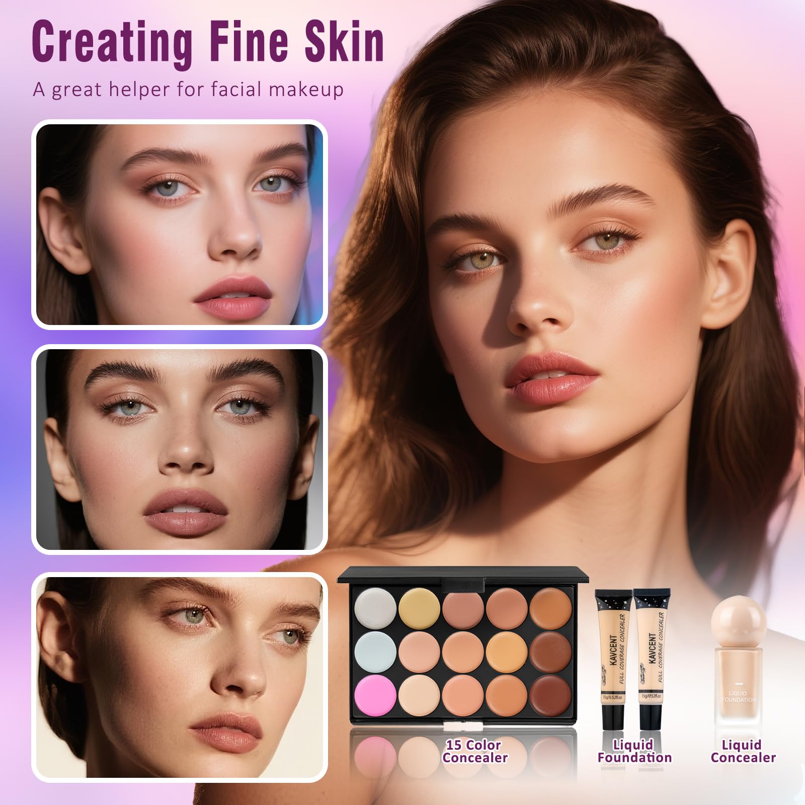 KAVCENT All-in-One Makeup Kit for Teens — Full Starter Set with Eyeshadow Palette, Foundation, Mascara