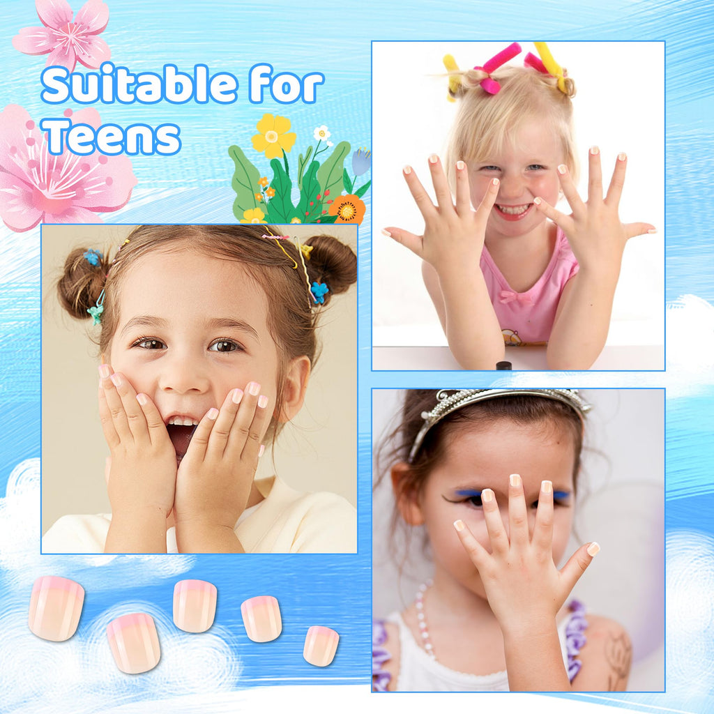 Kawyehu Kids Press-On Nails – 72Pcs Short Fake Nails for Girls