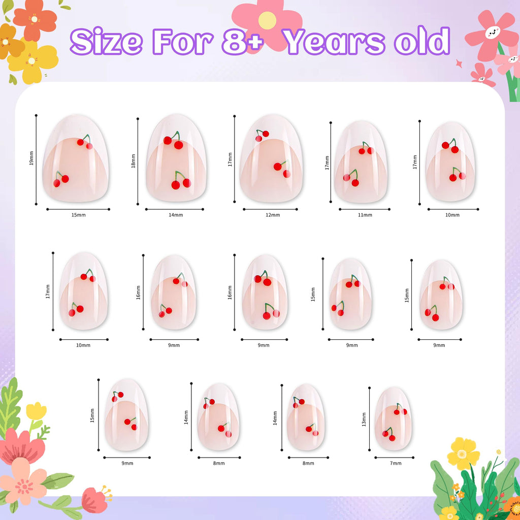 Kawyehu 90 Pieces Kids Press-On Nails – 3-Pack Colorful Almond Nail Kit with Glue