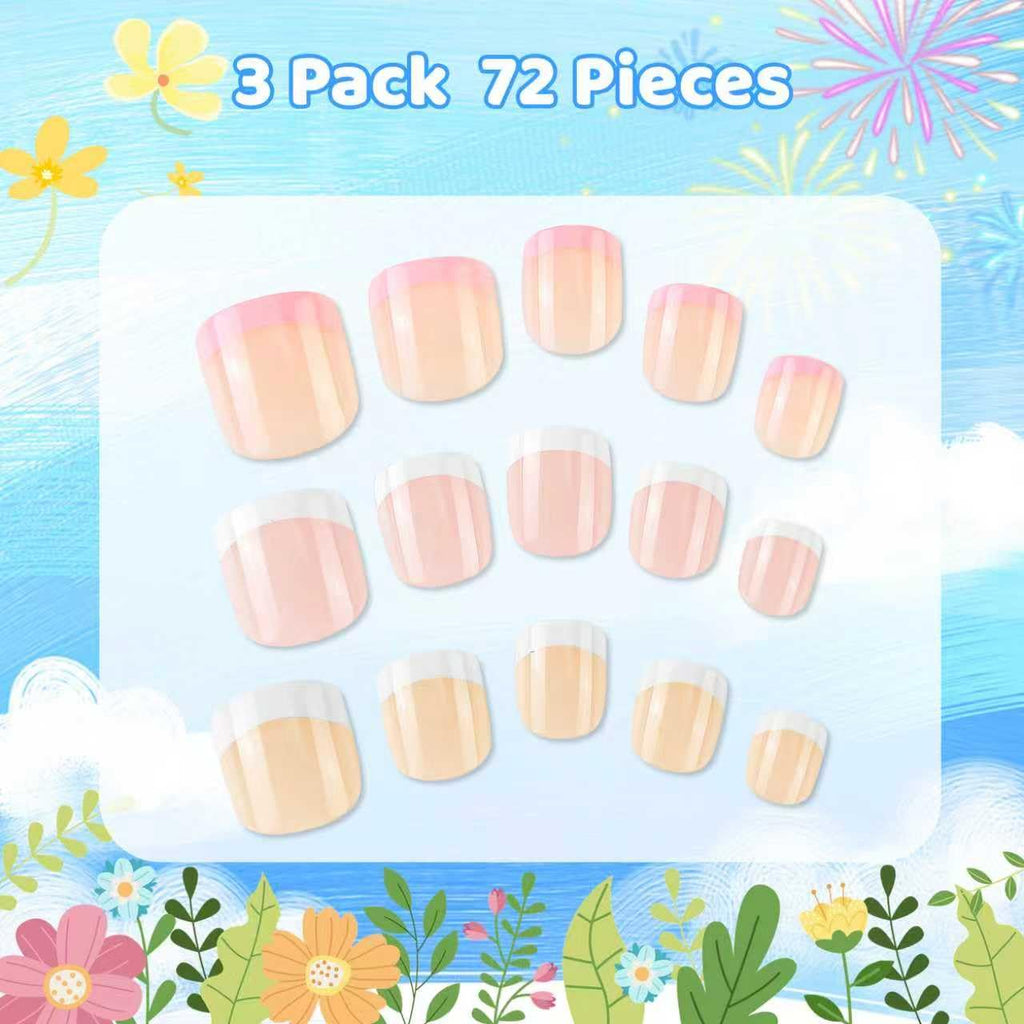 Kawyehu Kids Press-On Nails – 72Pcs Short Fake Nails for Girls