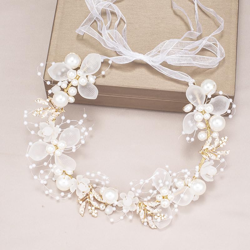 KAYZON Wedding Hair Accessories for Kids – Pearl Flower Headband