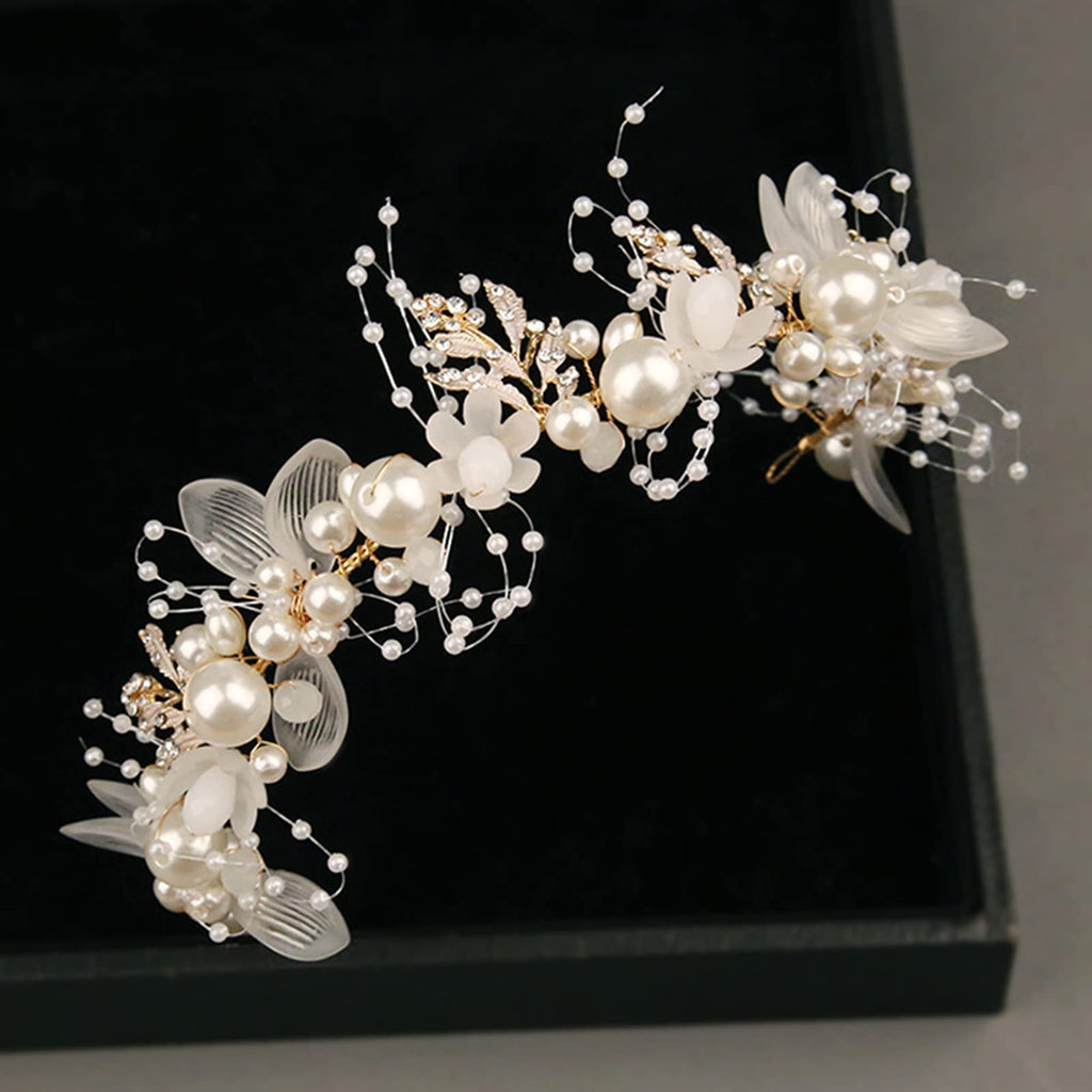 KAYZON Wedding Hair Accessories for Kids – Pearl Flower Headband