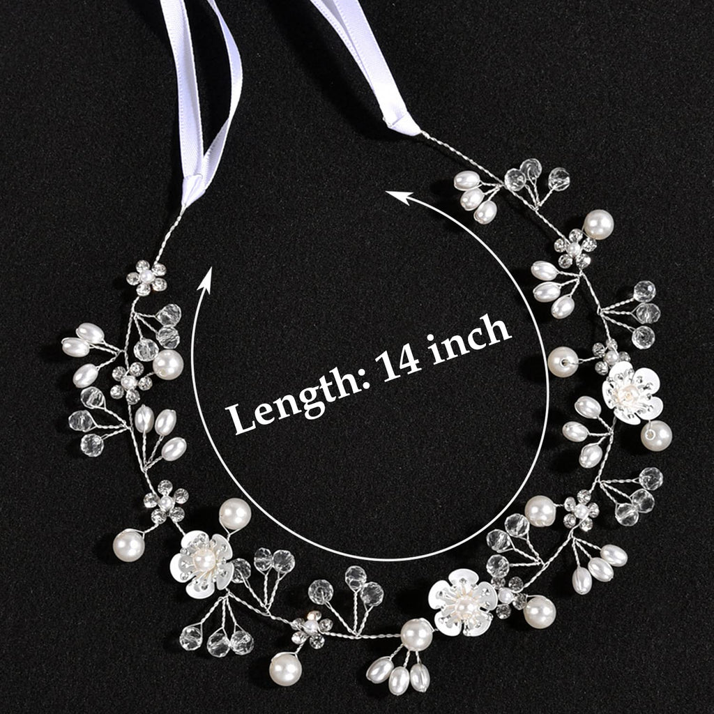 Kayzon Silver Pearl Flower Girl Headband – Bridal Wedding Hair Accessory