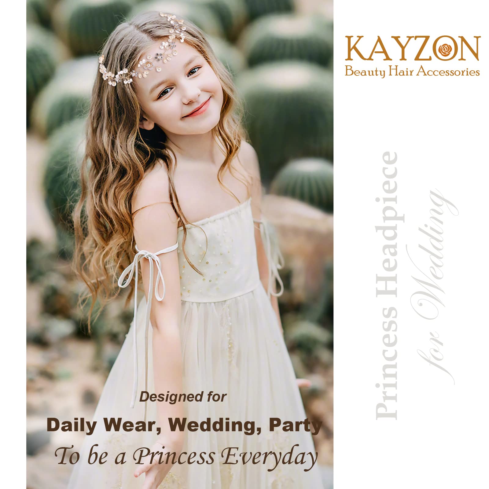 Kayzon Silver Pearl Flower Girl Headband – Bridal Wedding Hair Accessory