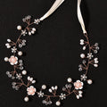 KAYZON Flower Girl Headpiece Rose Gold — Pearl and Flower Bridal Hair Accessory