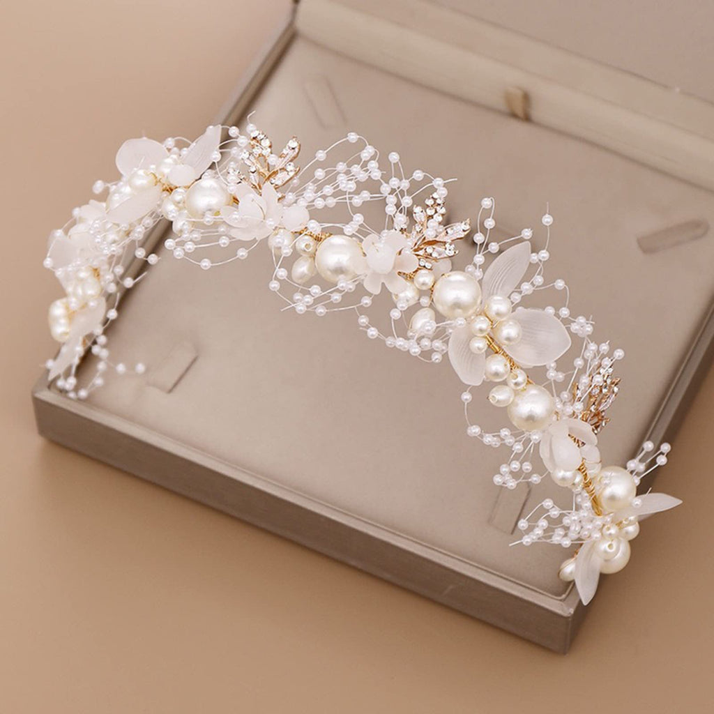 KAYZON Wedding Hair Accessories for Kids – Pearl Flower Headband