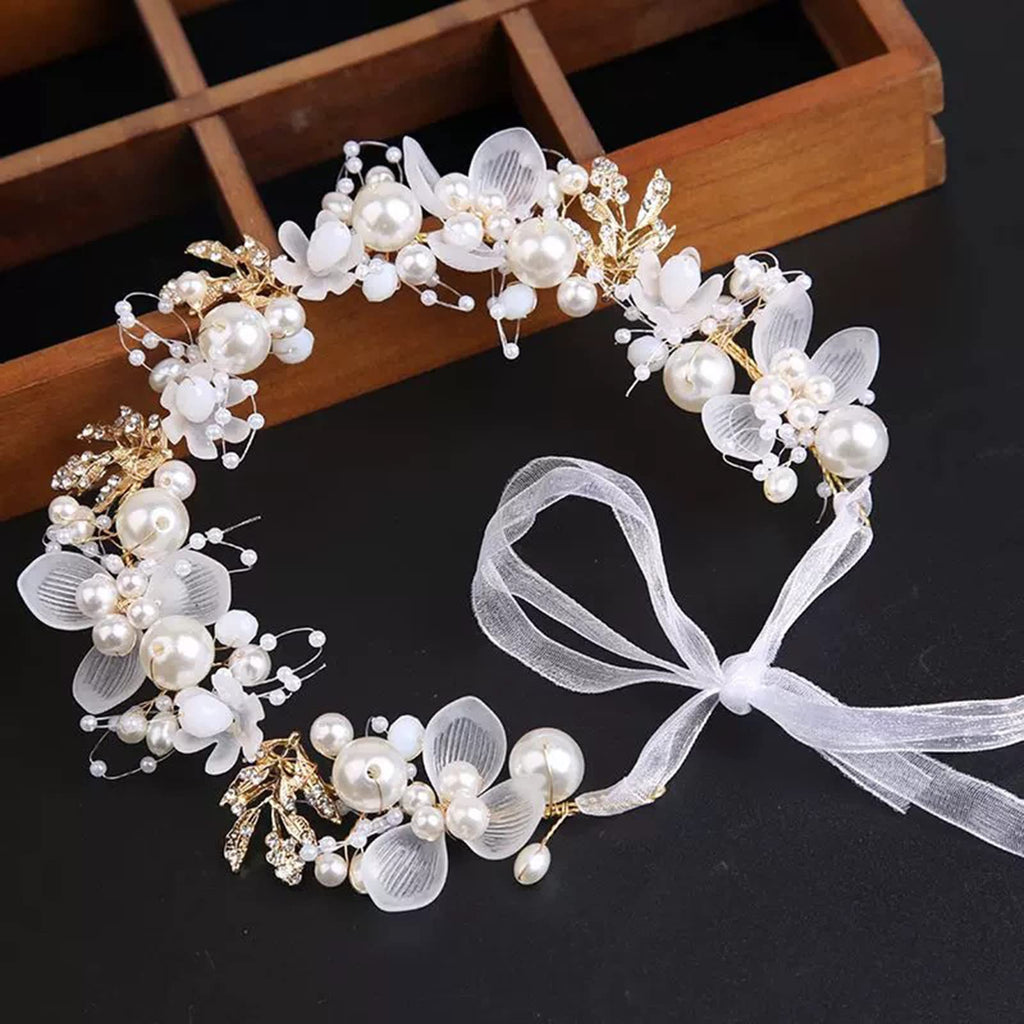 KAYZON Wedding Hair Accessories for Kids – Pearl Flower Headband