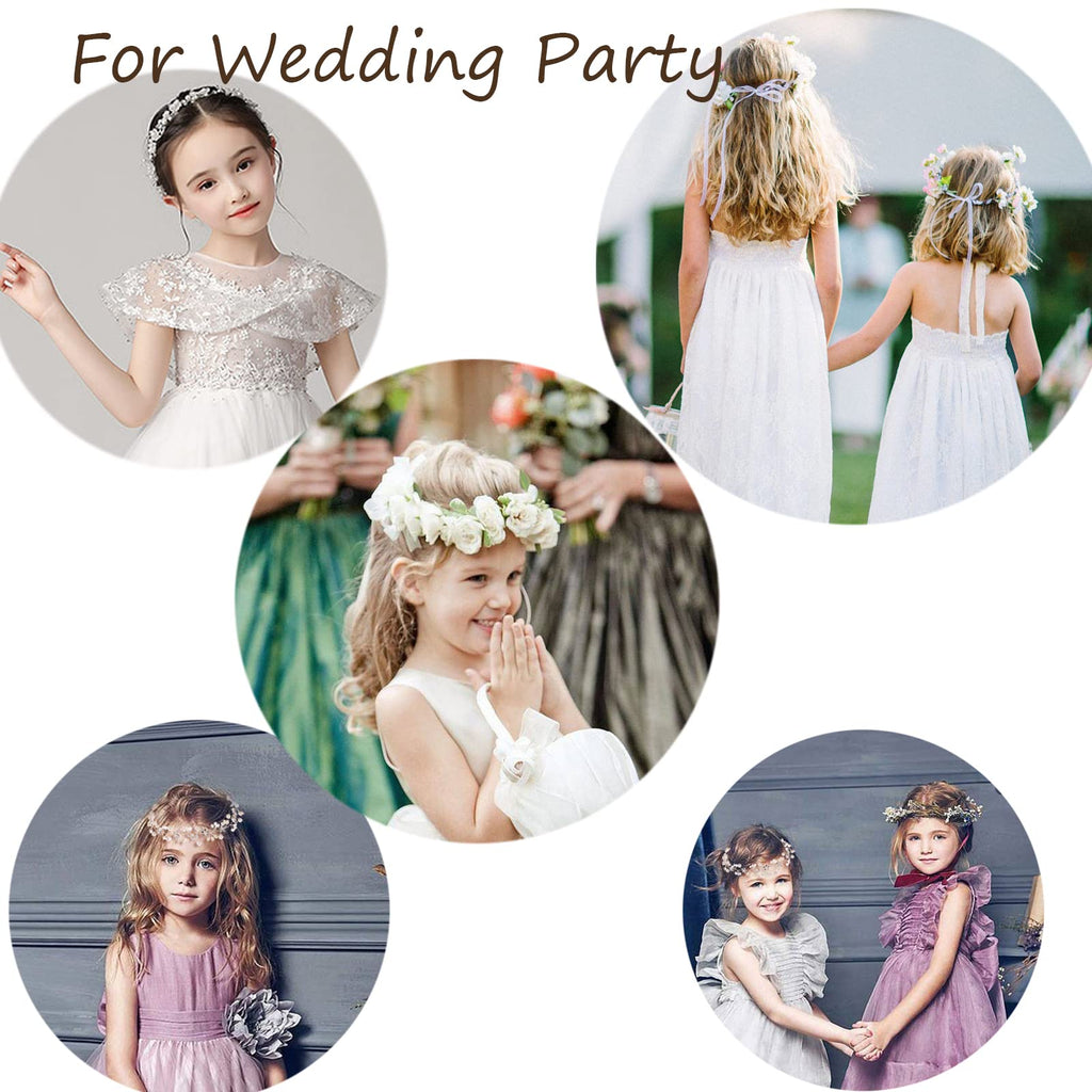 KAYZON Flower Girl Headpiece Rose Gold — Pearl and Flower Bridal Hair Accessory