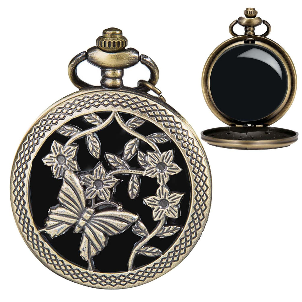 Kchss Scrying Mirror – Black Obsidian Pocket Watch for Divination, Meditation, Witchcraft, and Butterfly Cthulhu Decor