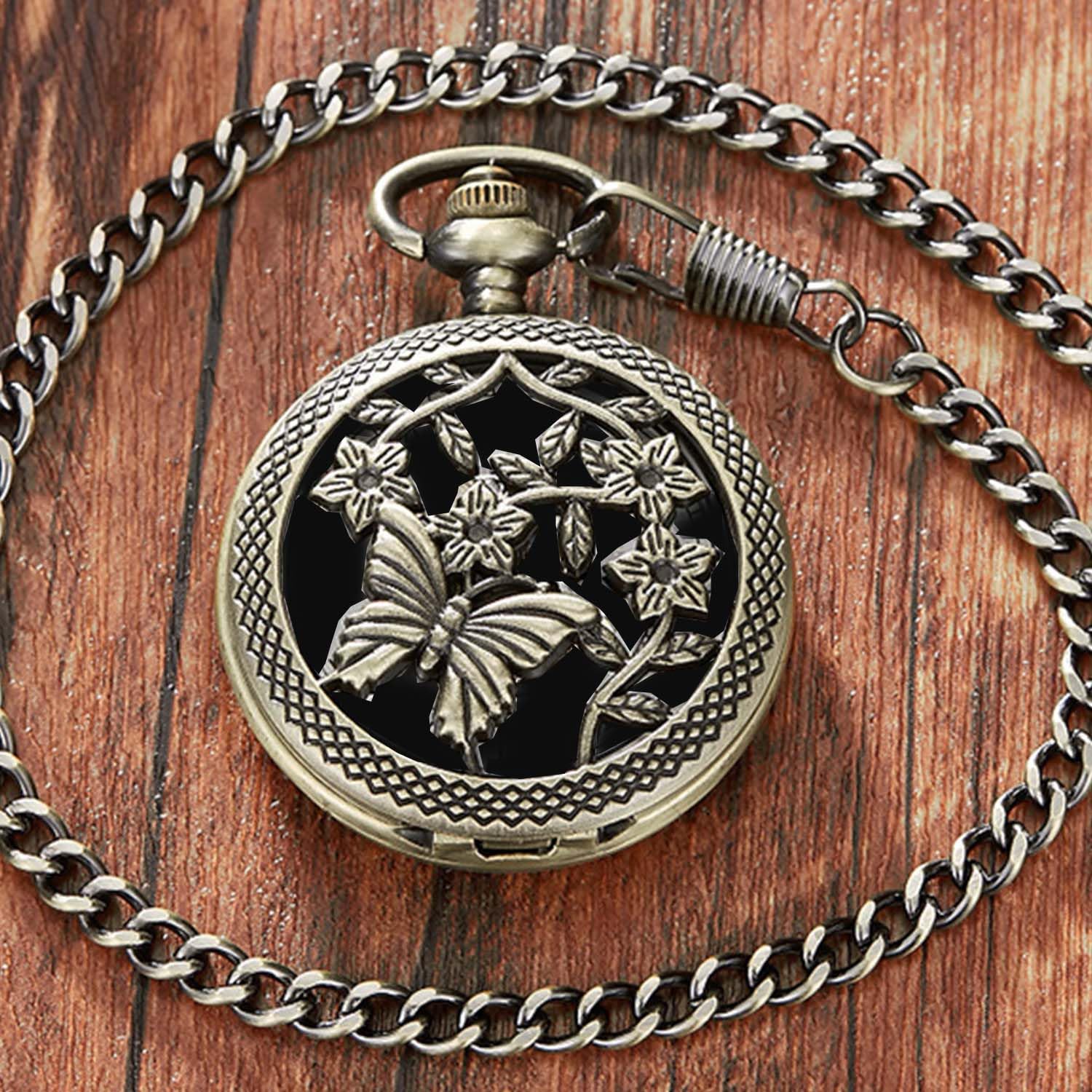 Kchss Scrying Mirror – Black Obsidian Pocket Watch for Divination, Meditation, Witchcraft, and Butterfly Cthulhu Decor