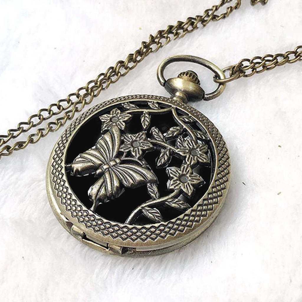 Kchss Scrying Mirror – Black Obsidian Pocket Watch for Divination, Meditation, Witchcraft, and Butterfly Cthulhu Decor