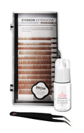 KC Republic Lash Eyebrow Extensions Kit | Mink Blonde/Light Brown 5-8mm, Clear Glue & Tweezers