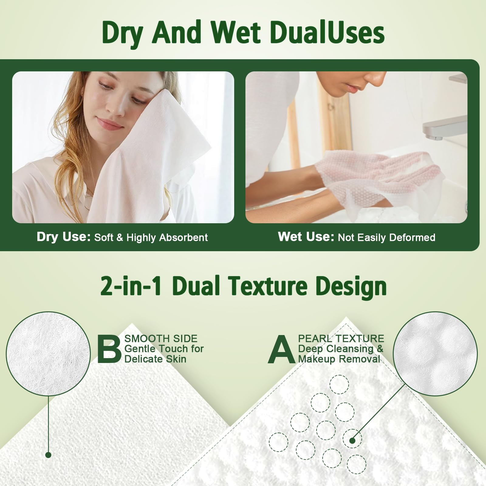 KeeiZoes Disposable Face Towels 600 Count – Biodegradable, Ultra-Soft & Thick for Sensitive Skin