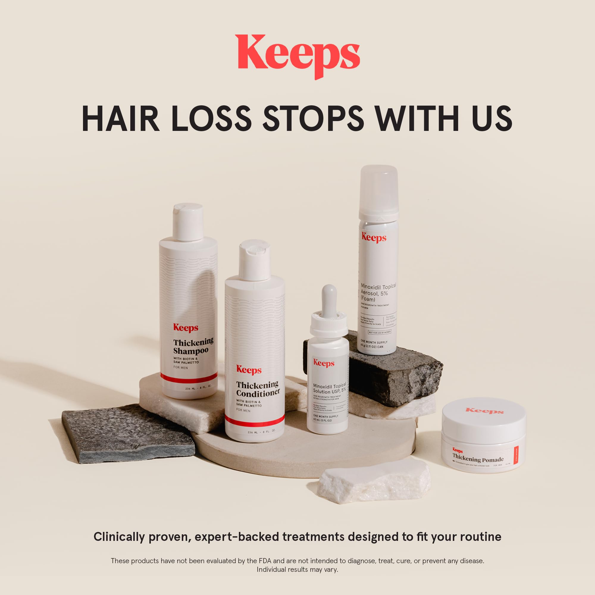 Keeps 5% Minoxidil Foam for Men – 3 Month Supply (3 x 2.11oz), Crown Hair Loss Treatment