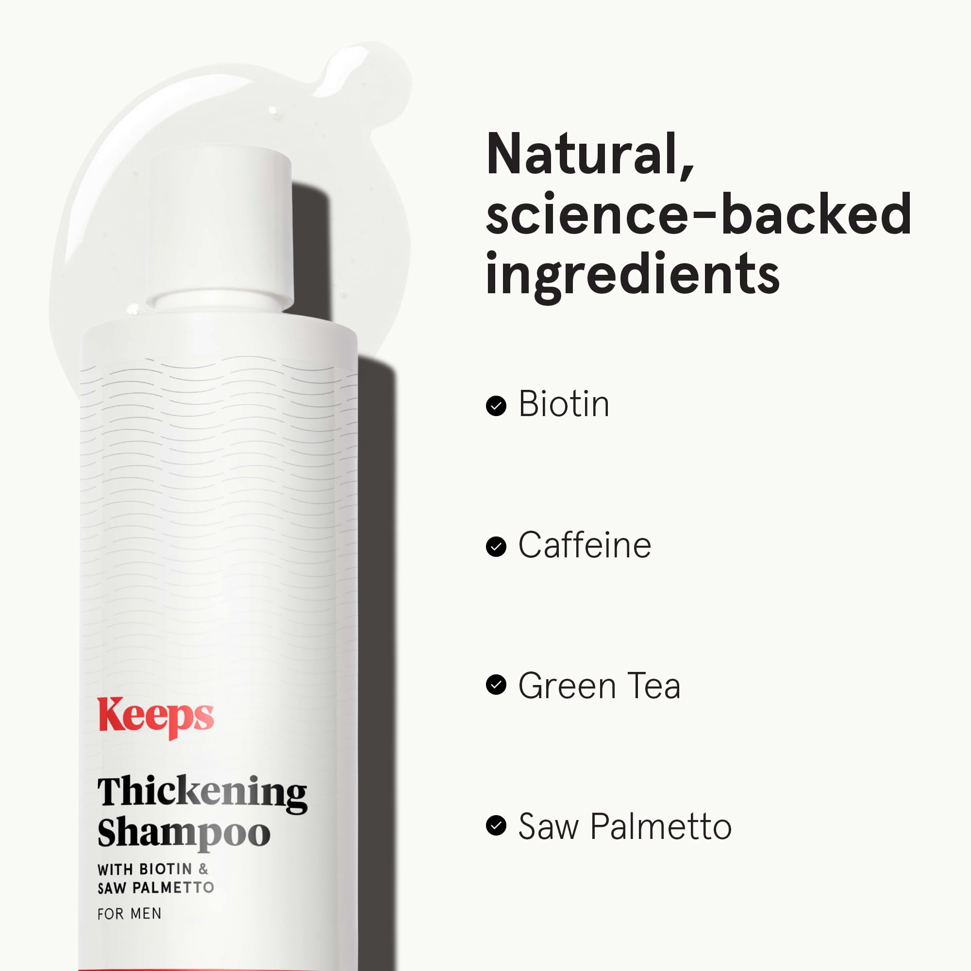 Keeps Men’s Hair Loss Shampoo with Biotin – Anti-Thinning, DHT Blocker with Saw Palmetto & Caffeine for Fuller-Looking Hair