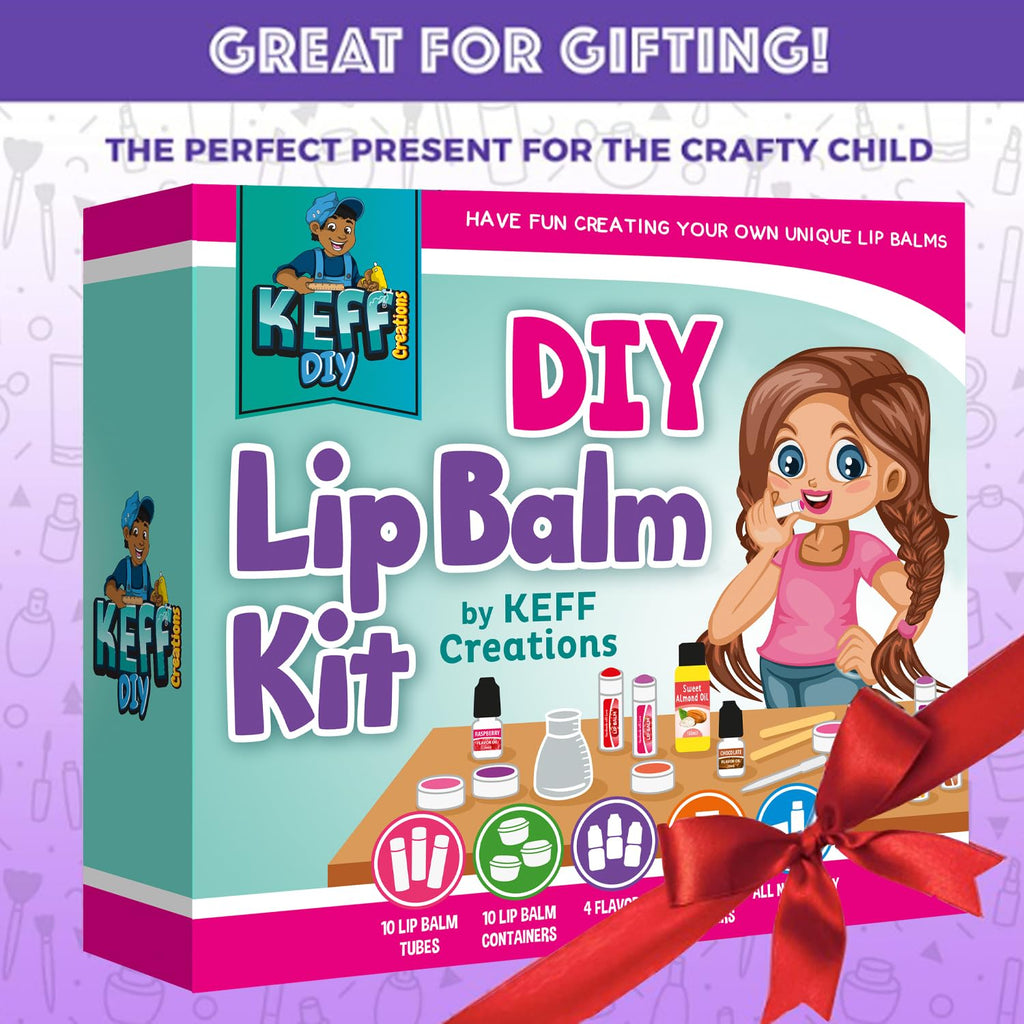 KEFF 51Pcs Lip Balm Making Kit – DIY Lip Balm & Lip Gloss Kit for Kids | Beeswax, Shea Butter, Flavors & Colors