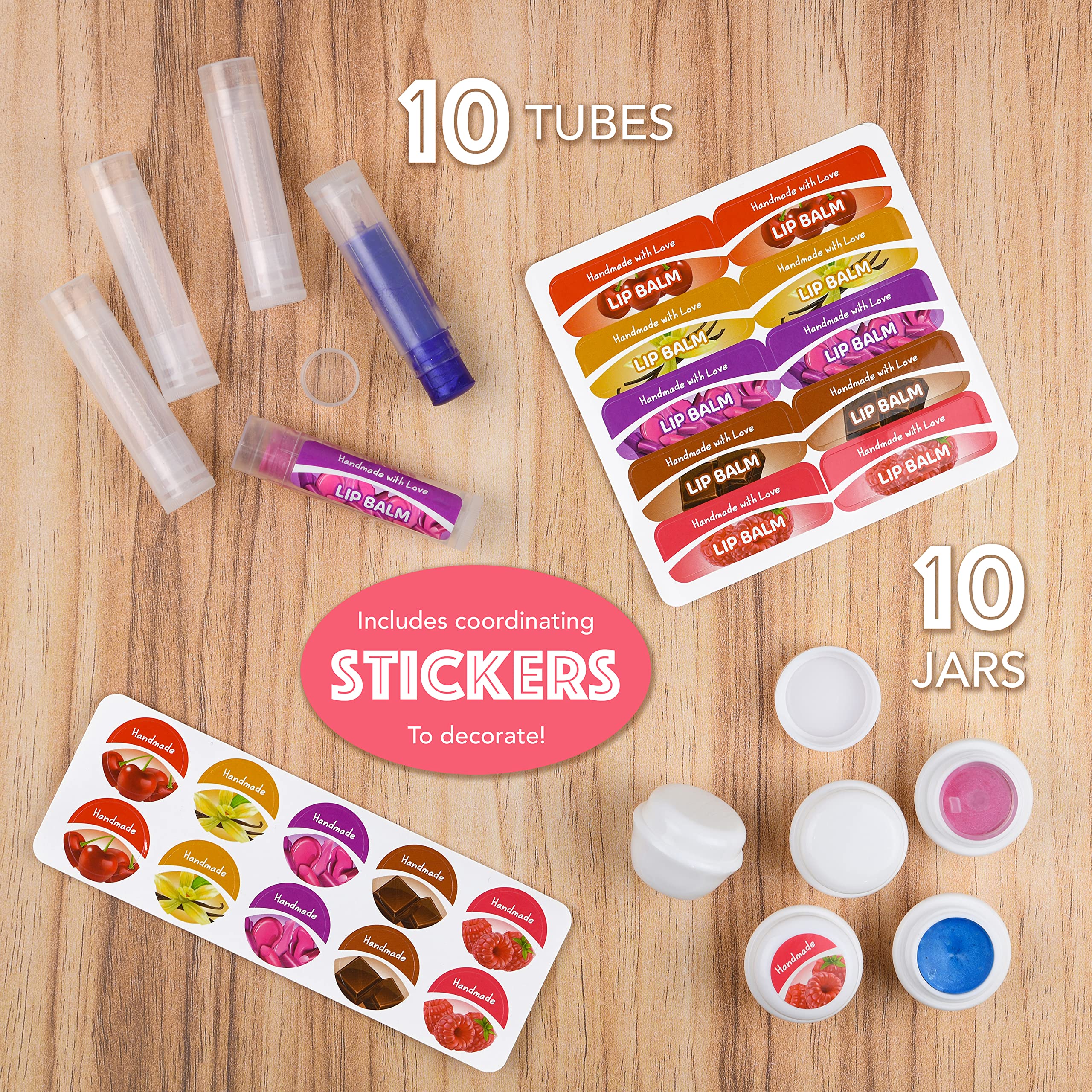 KEFF 51Pcs Lip Balm Making Kit – DIY Lip Balm & Lip Gloss Kit for Kids | Beeswax, Shea Butter, Flavors & Colors