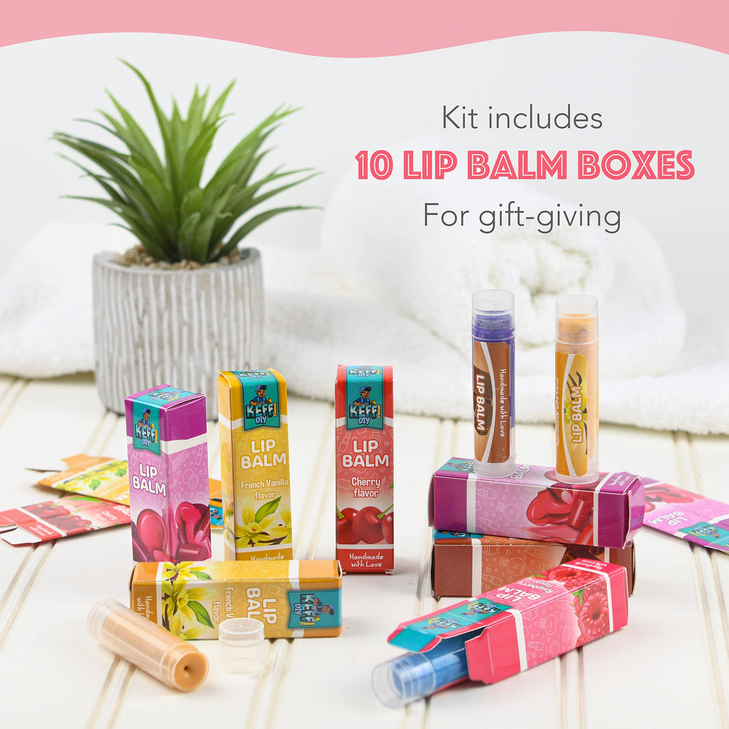 KEFF 51Pcs Lip Balm Making Kit – DIY Lip Balm & Lip Gloss Kit for Kids | Beeswax, Shea Butter, Flavors & Colors