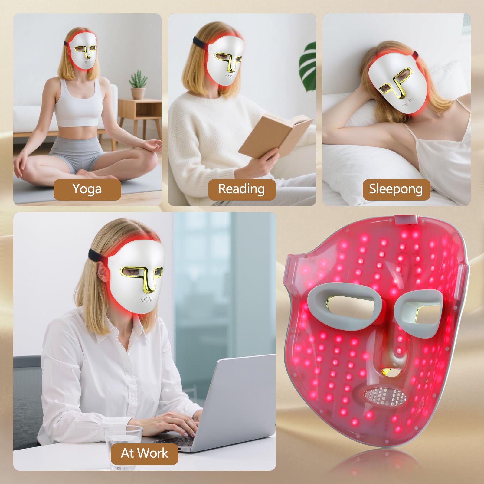 Kelyoo Red Light Therapy Face Mask – LED Skin Rejuvenation with Red, Blue & Infrared Light