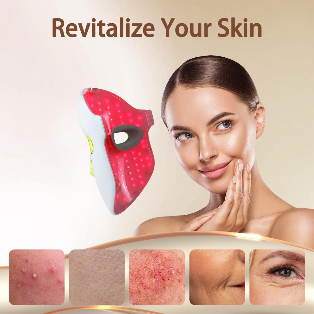 Kelyoo Red Light Therapy Face Mask – LED Skin Rejuvenation with Red, Blue & Infrared Light