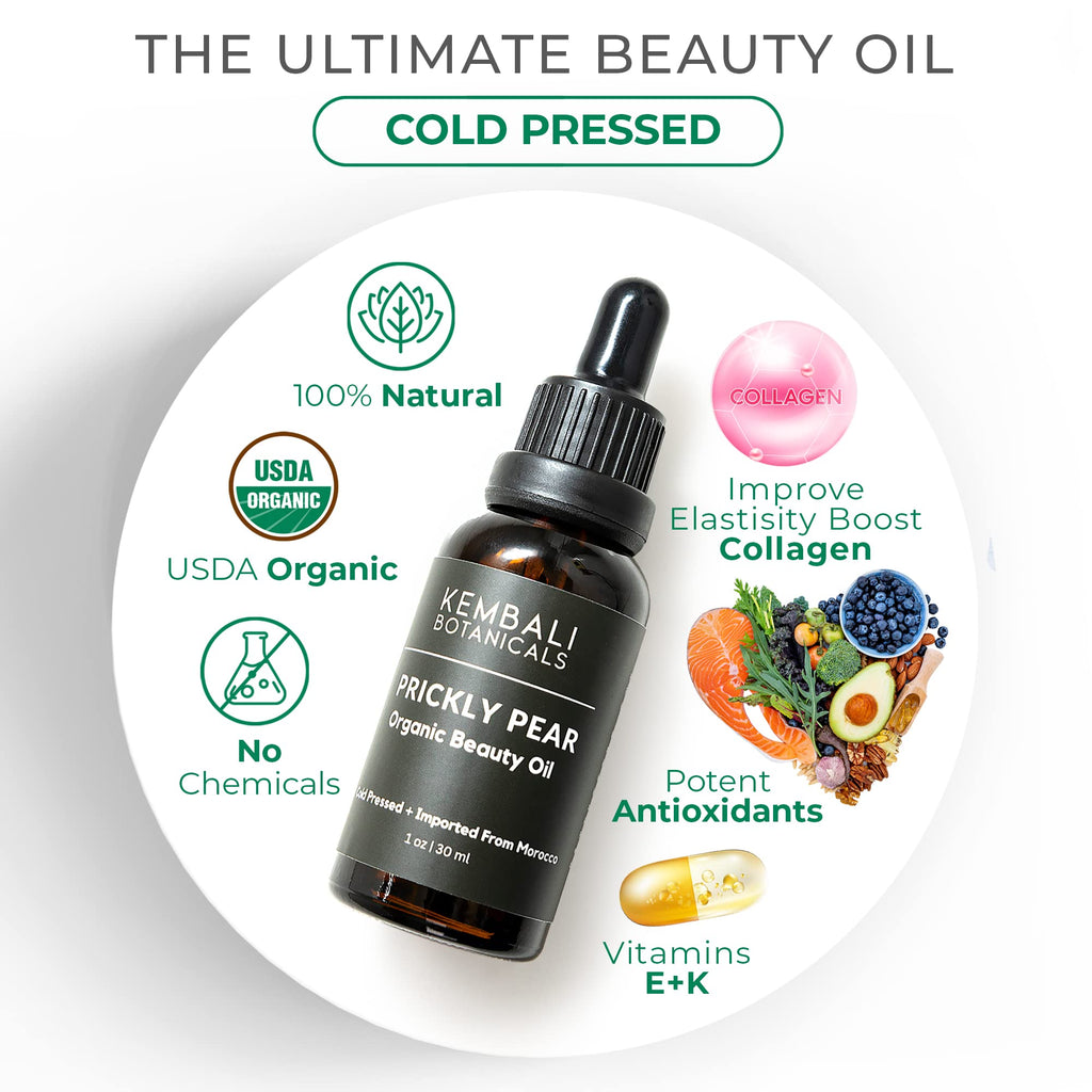 KEMBALI BOTANICALS Prickly Pear Seed Oil – Organic, 100% Pure, Cold-Pressed from Morocco