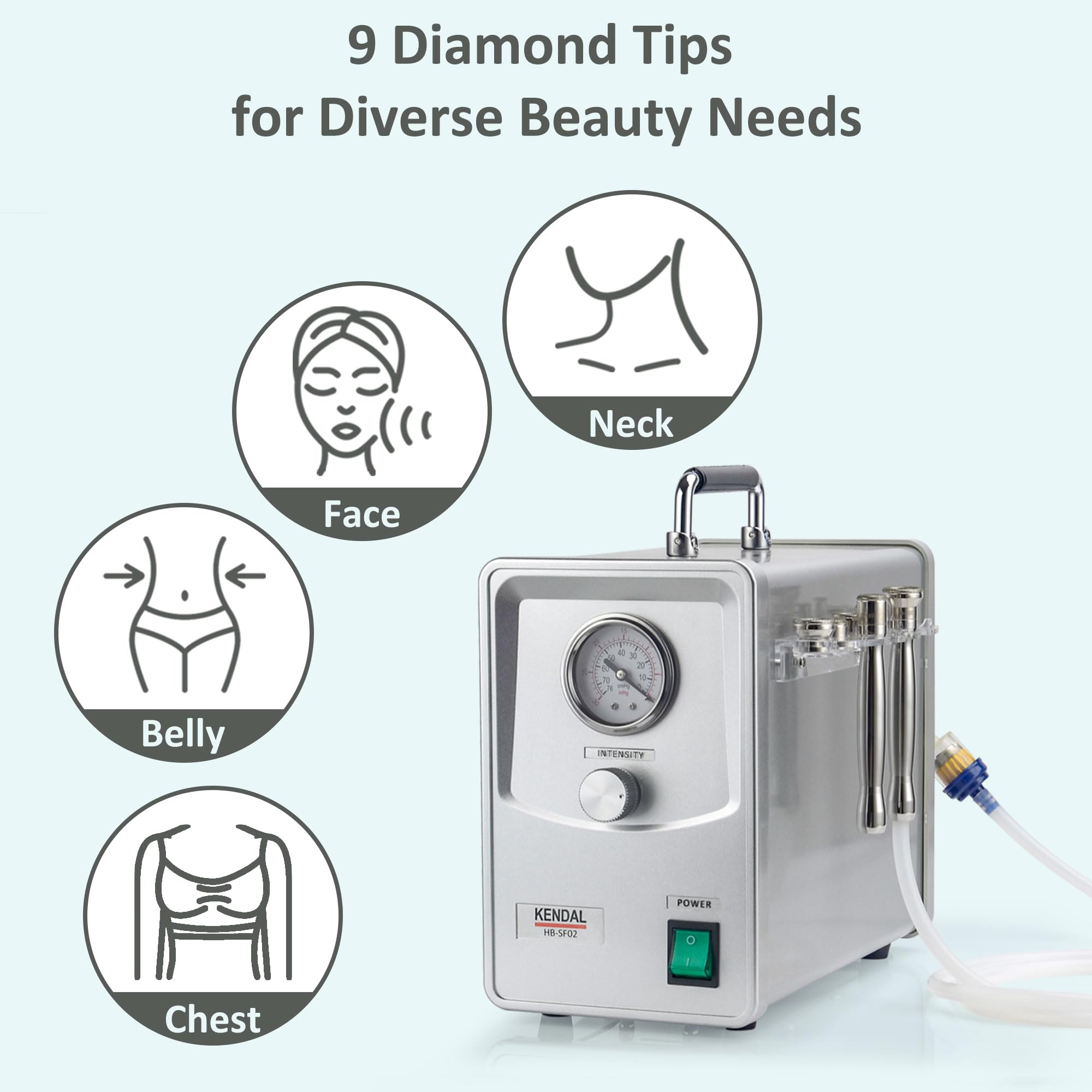 Kendal Professional Diamond Microdermabrasion Machine HB-SF02 | Dermabrasion Facial Skin Care Device with Power Suction