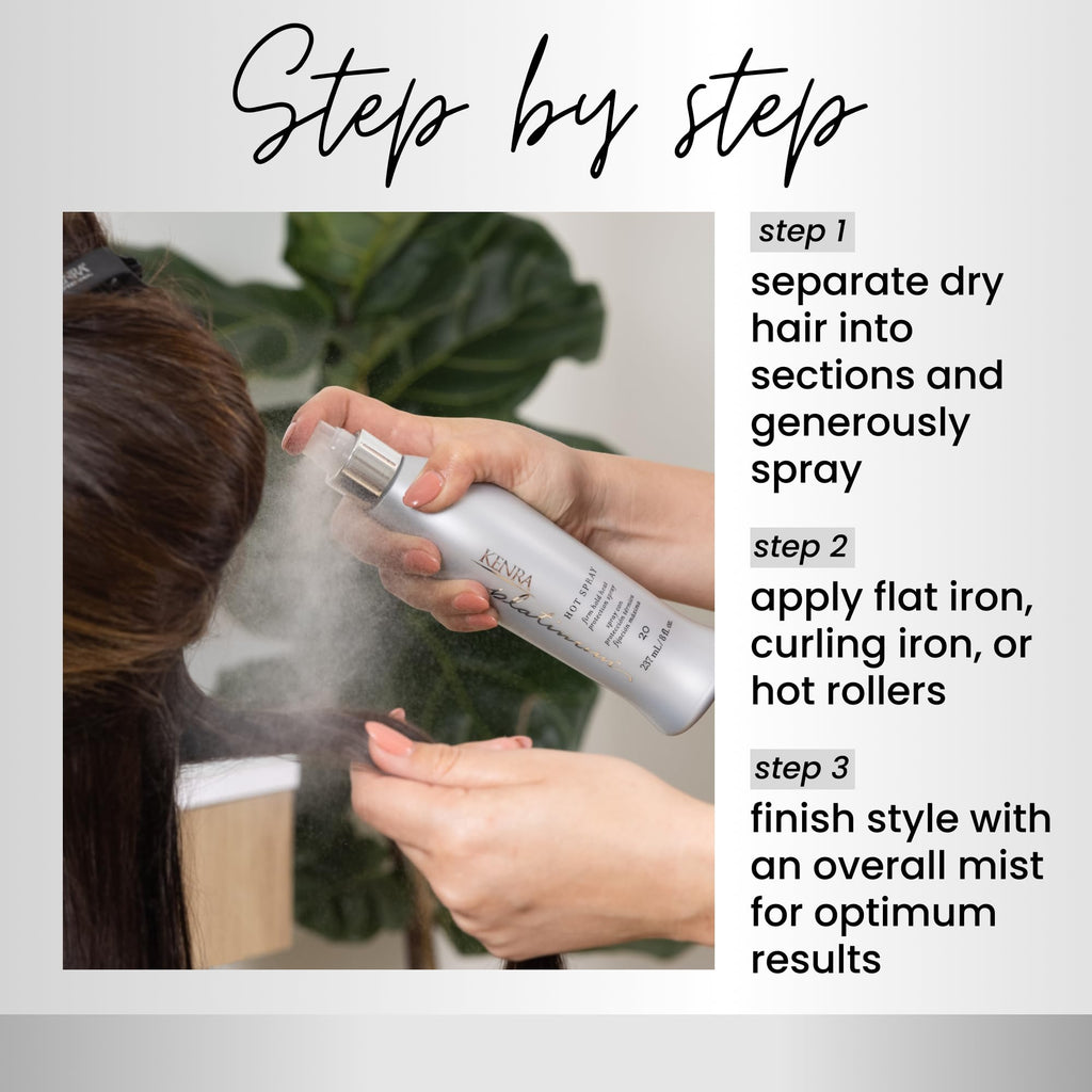 Kenra Platinum Hot Spray 20 – Heat Protection Styler, Long-Lasting Hold, Shine | 2 x 8 oz