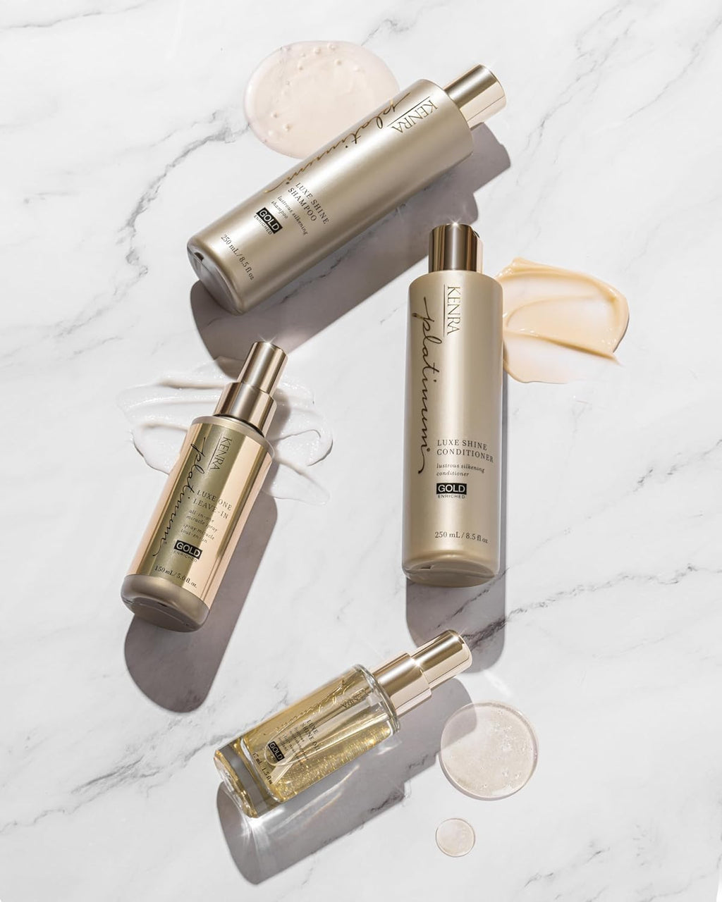 Kenra Platinum Luxe Shine Oil – Gold-Enriched Nourishing Elixir for Shine, Manageability, and Thermal Protection (2 x 1.5 oz)