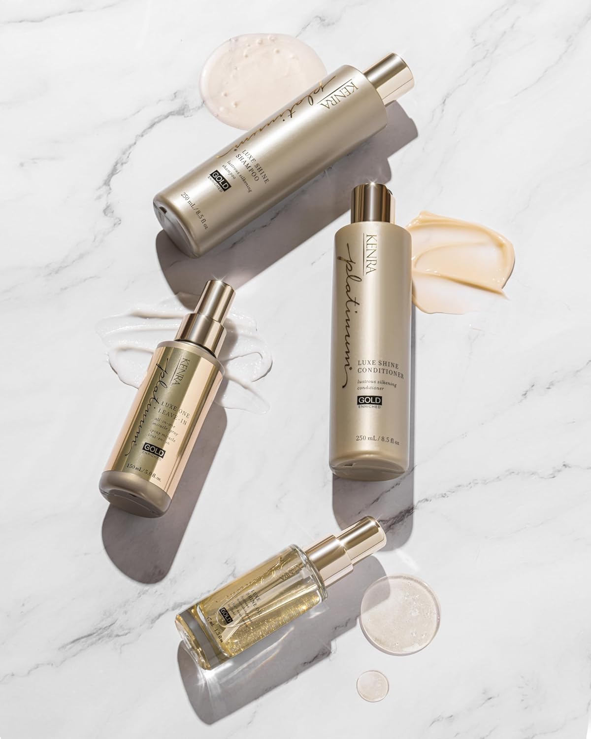 Kenra Platinum Luxe Shine Oil – Gold-Enriched Nourishing Elixir for Shine, Manageability, and Thermal Protection (2 x 1.5 oz)