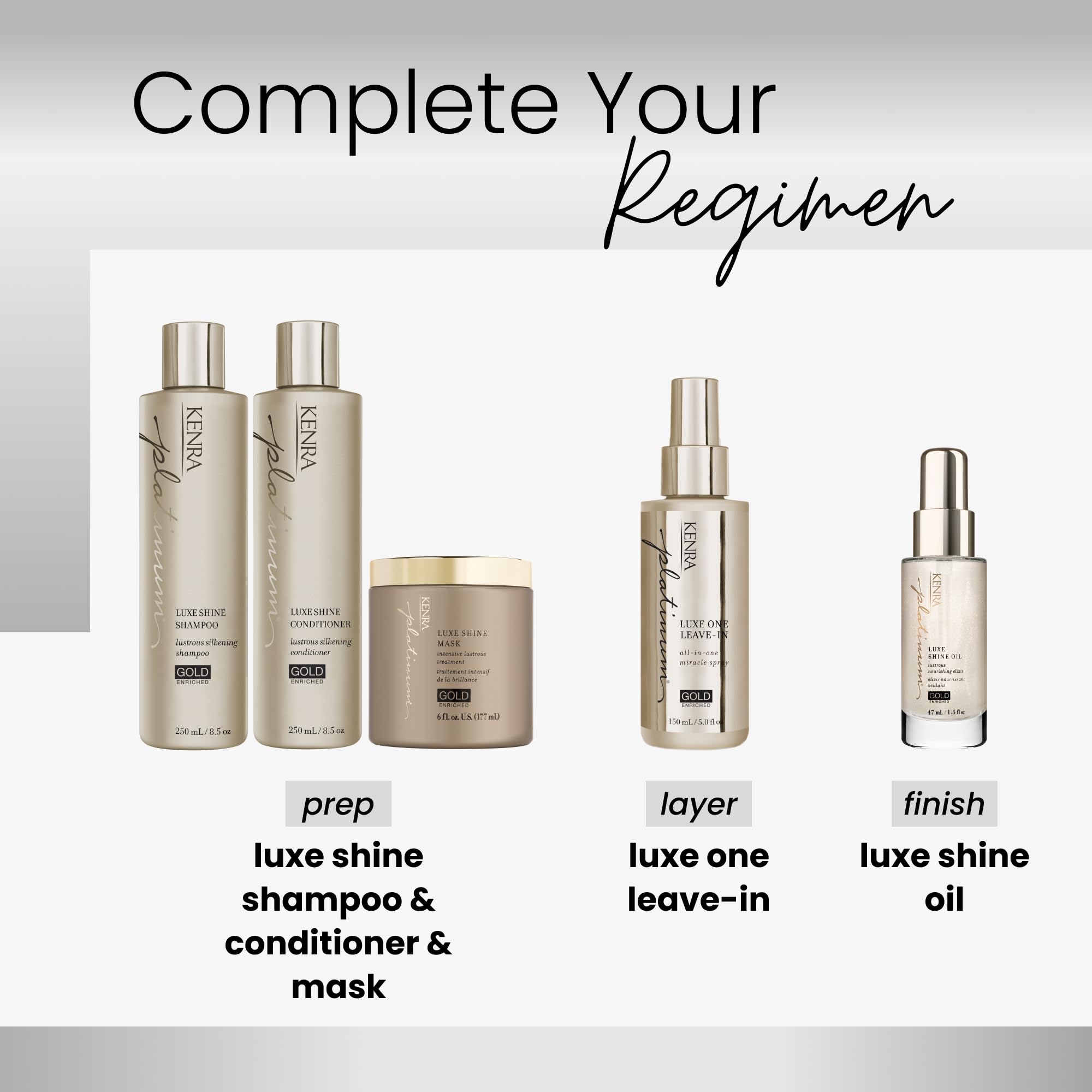 Kenra Platinum Luxe Shine Shampoo & Conditioner – Gold-Enriched, Full-Bodied Hair (31.5 oz Set)