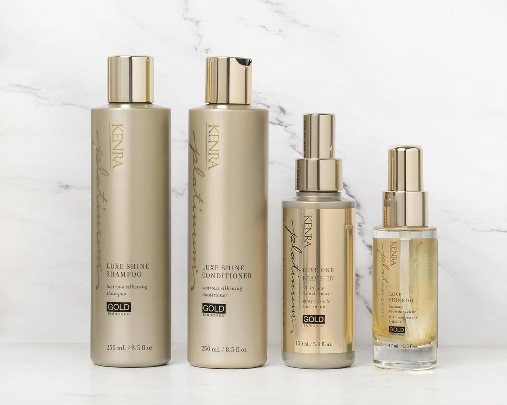 Kenra Platinum Luxe Shine Oil – Gold-Enriched Nourishing Elixir for Shine, Manageability, and Thermal Protection (2 x 1.5 oz)