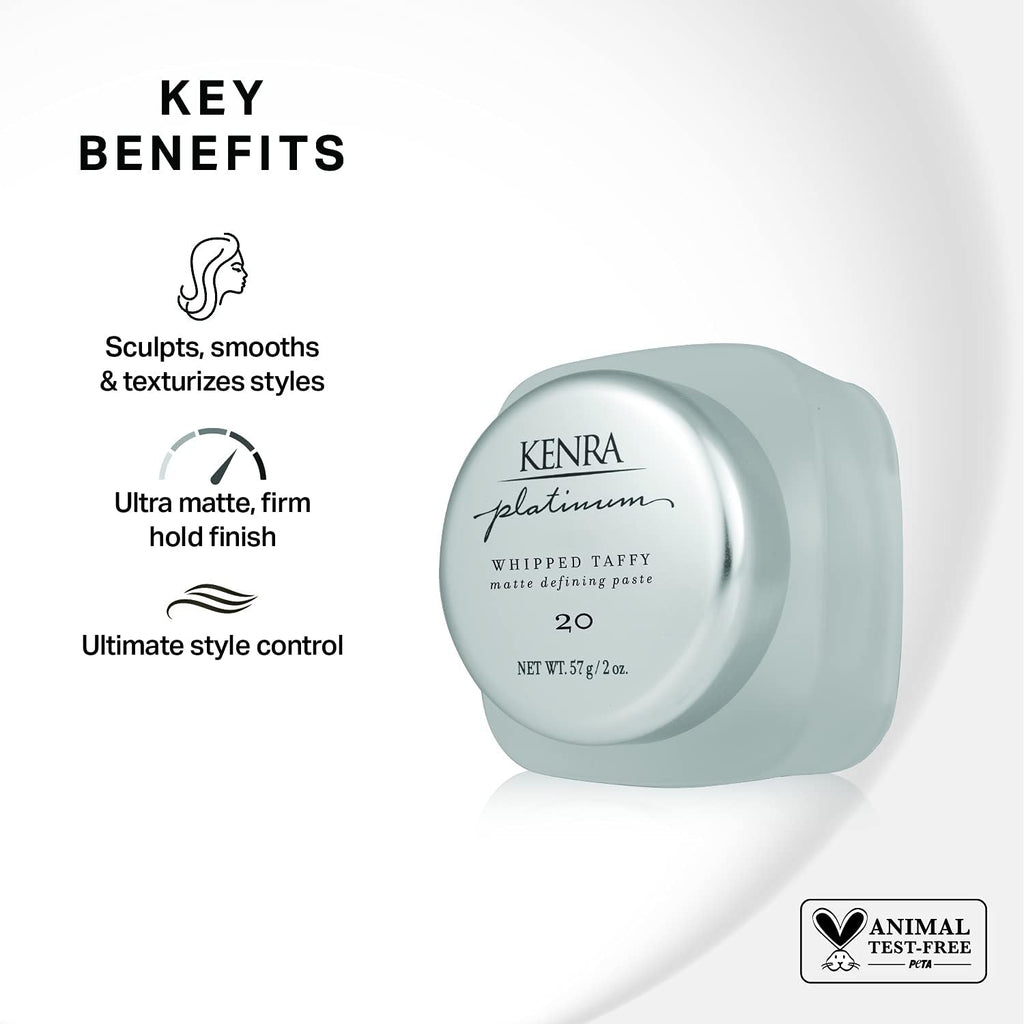 Kenra Platinum Whipped Taffy 20 Matte Defining Paste | Ultra Matte Hold | 2 x 2 oz