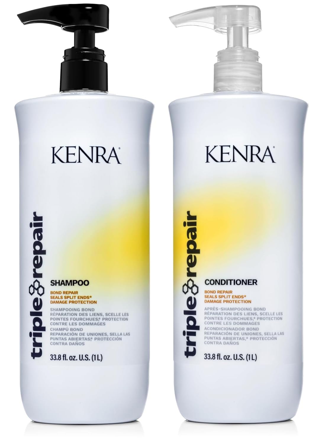 Kenra Triple Repair Shampoo & Conditioner Set — Bond Builder for Damaged Hair, 33.8 oz